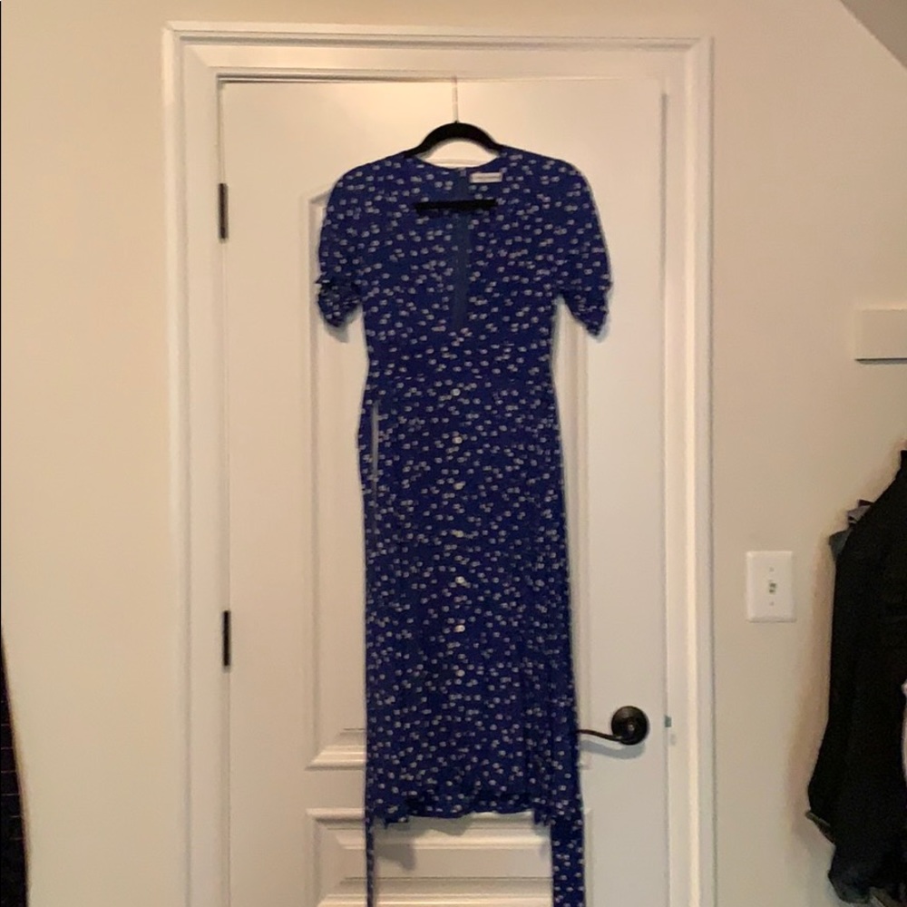 Faithfull the Brand Midi Dress in Blue. Size 4/S.